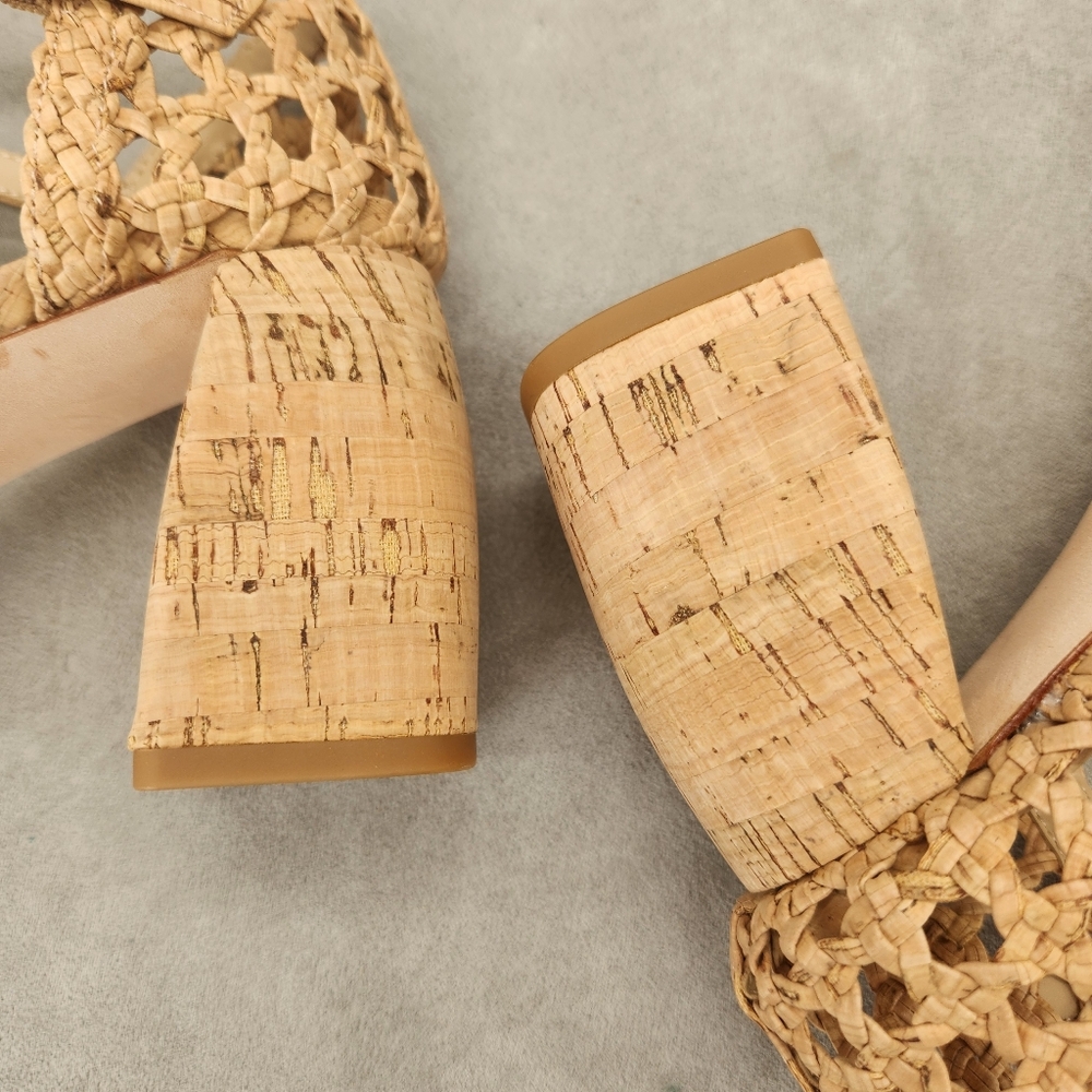 Antonio Melani Heeled Sandals 9.5 Tan Cork Woven Gretel Boho Cottagecore New$140 - Picture 12 of 16